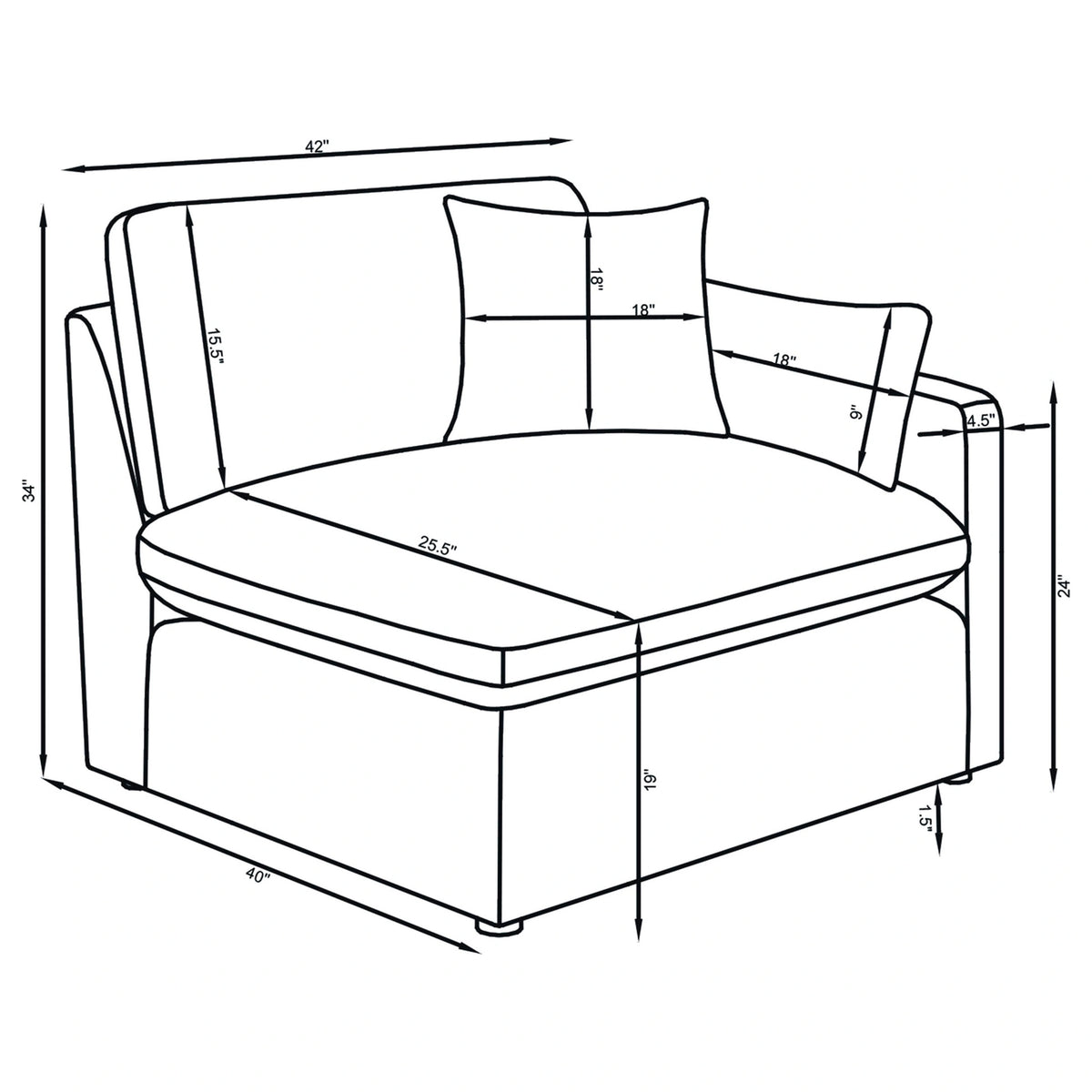 Hobson 5 Pc Sectionals (2 Armless Chair, 1 Corner, Left-Arm-Facing Piece and Right-Arm-Facing Piece)