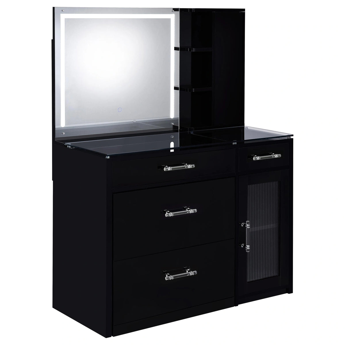 Flora Makeup Vanity Table with LED Mirror and Stool Set