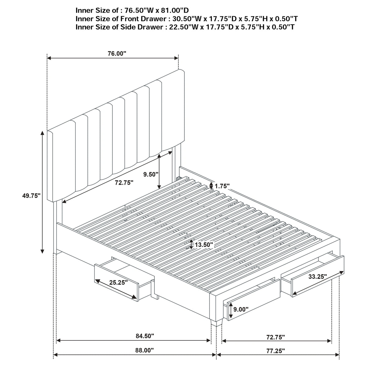 Wheatland Panel Platform Storage Bed