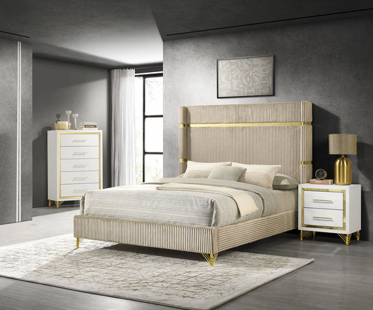Lucia 5 Pc Bedroom Set (Queen Bed, Nightstand, Dresser, Mirror and Chest)