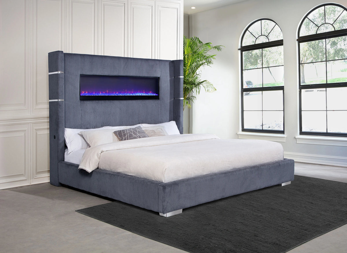 Tisdall Wingback Bed with Flame Visualizer