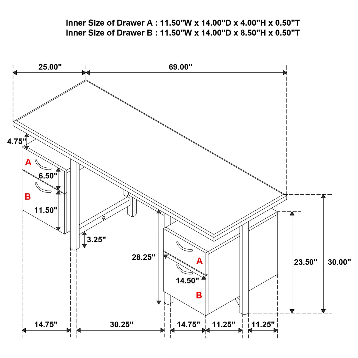 Roldan 69-inch Computer Desk