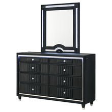 Cargar imagen en el visor de la galería, Ravenne Velvet Upholstered LED Dresser and Mirror