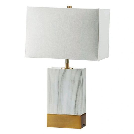 Faith White Marble/Gold 20"H White Marble Gold Table Lamp