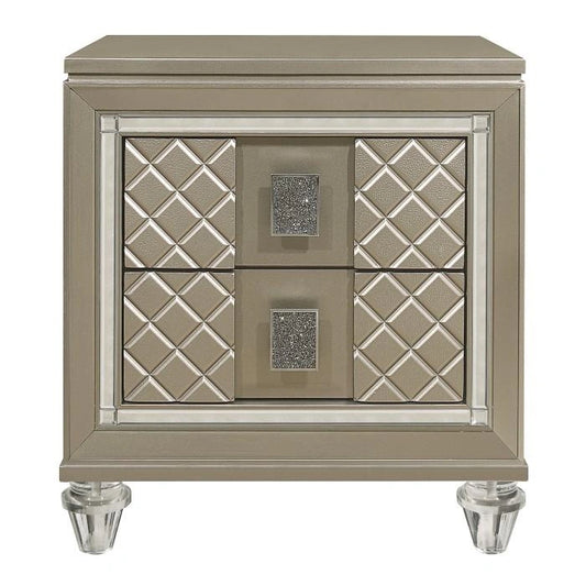 Youth Loudon 2 Drawer Nightstand in Champagne Metallic B1515-4