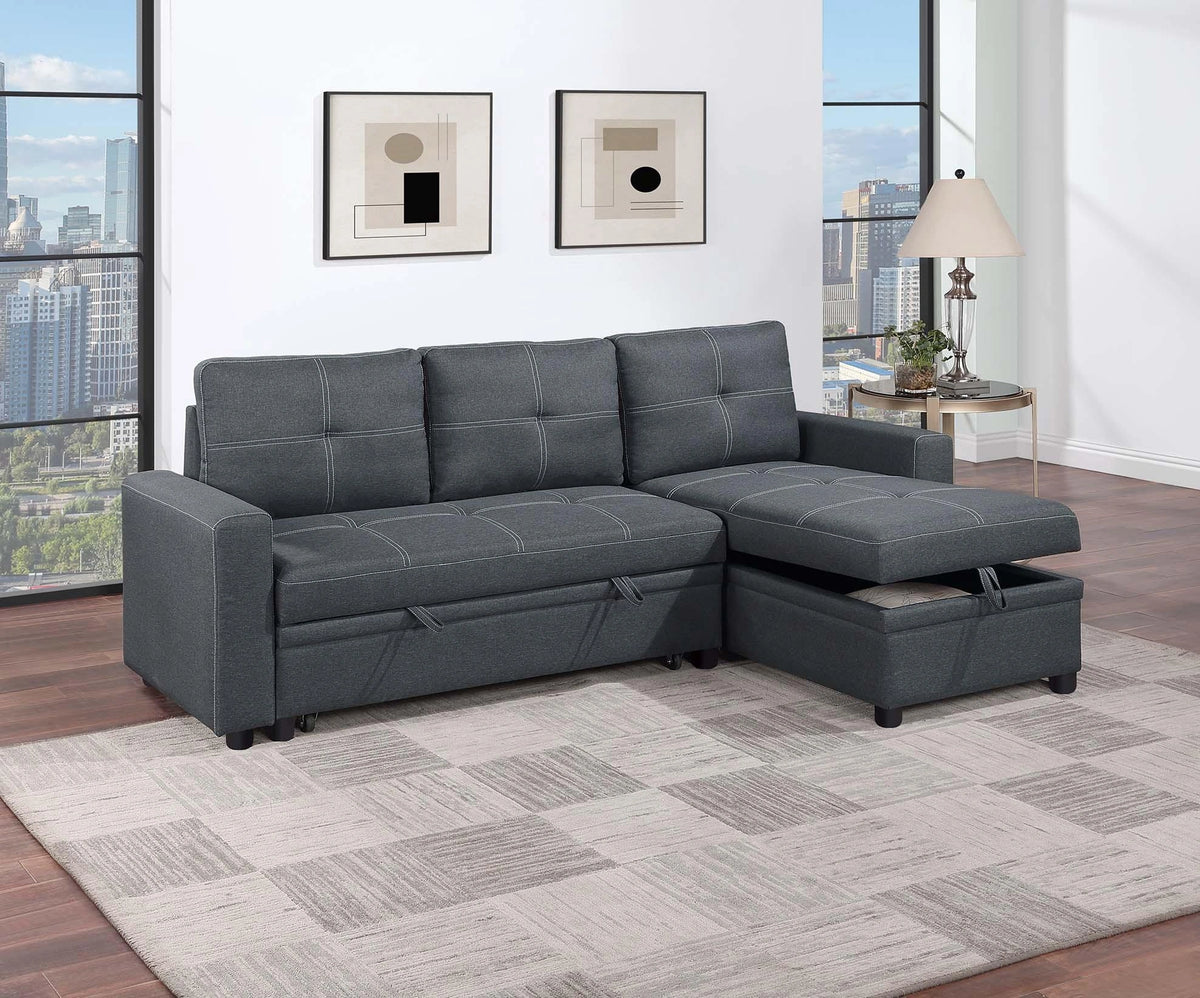 Uniqvn Convertible Sectional Set in Charcoal