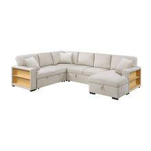 Cargar imagen en el visor de la galería, Pompano-(4)Sectional with Right Chaise, Pull-out Bed, Hidden Storages and Shelves, Charging Ports image