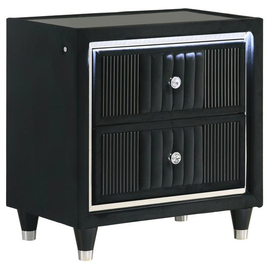 Ravenne Velvet Upholstered LED Nightstand