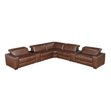 Cargar imagen en el visor de la galería, Sutton-(7)7-Piece Modular Power Reclining Sectional with Power Headrests and Charging Ports image