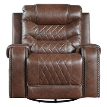 Cargar imagen en el visor de la galería, Putnam Swivel Glider Reclining Chair in Brown 9405BR-1