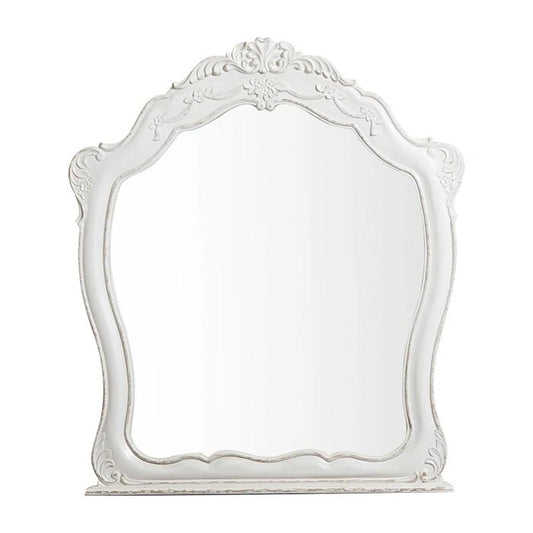 Cinderella Mirror in Antique White with Grey Rub-Through 1386NW-6