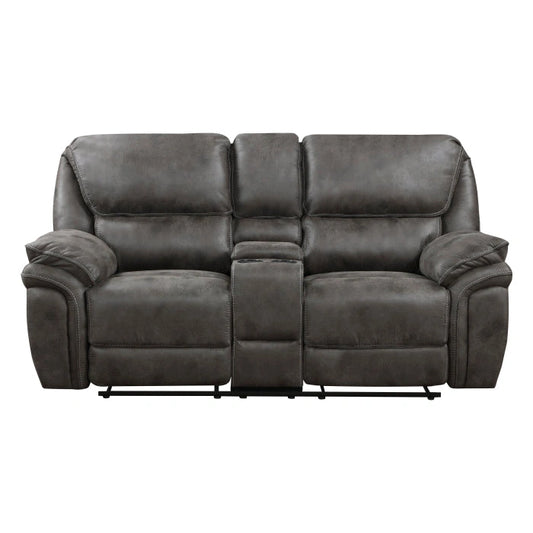 8517GRY-2 - Double Reclining Love Seat with Center Console