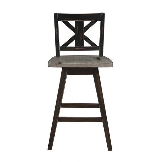 Amsonia Swivel Counter Height Chair in Gray and Black (Set of 2)