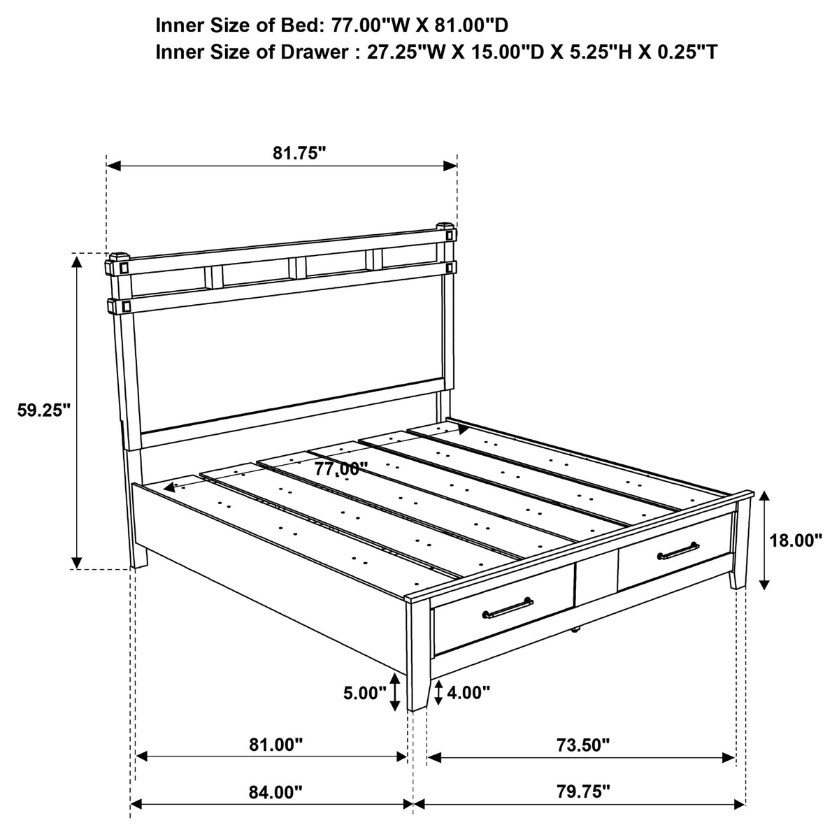 Hazlewood Panel Platform Storage Bed
