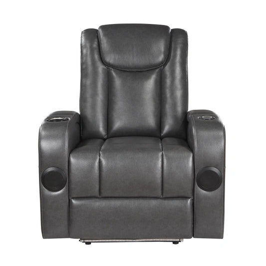 8522GRY-1PW - Power Reclining Chair with Wireless Charger, Cooling Cup-Holder, Storage Arms, Speakers, LED Light and USB port