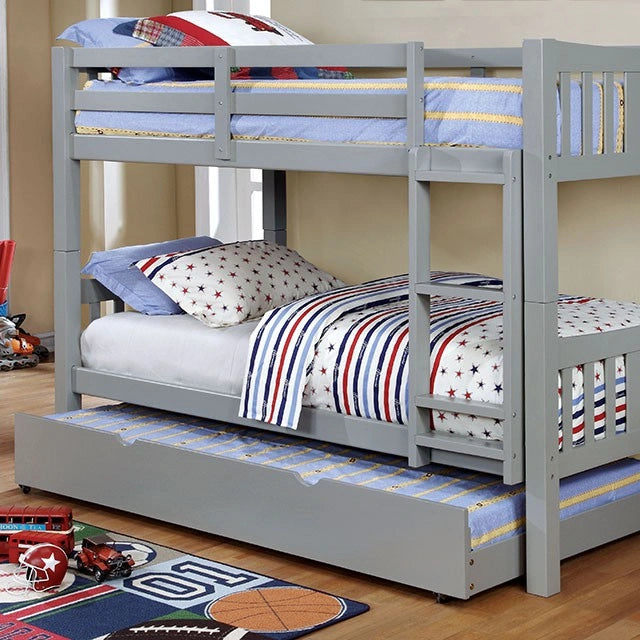 Cameron Dark Walnut, White & Gray Full/Full Bunk Bed