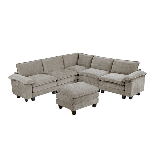 Dublin-(7)6-Piece Modular Sectional with Ottoman image