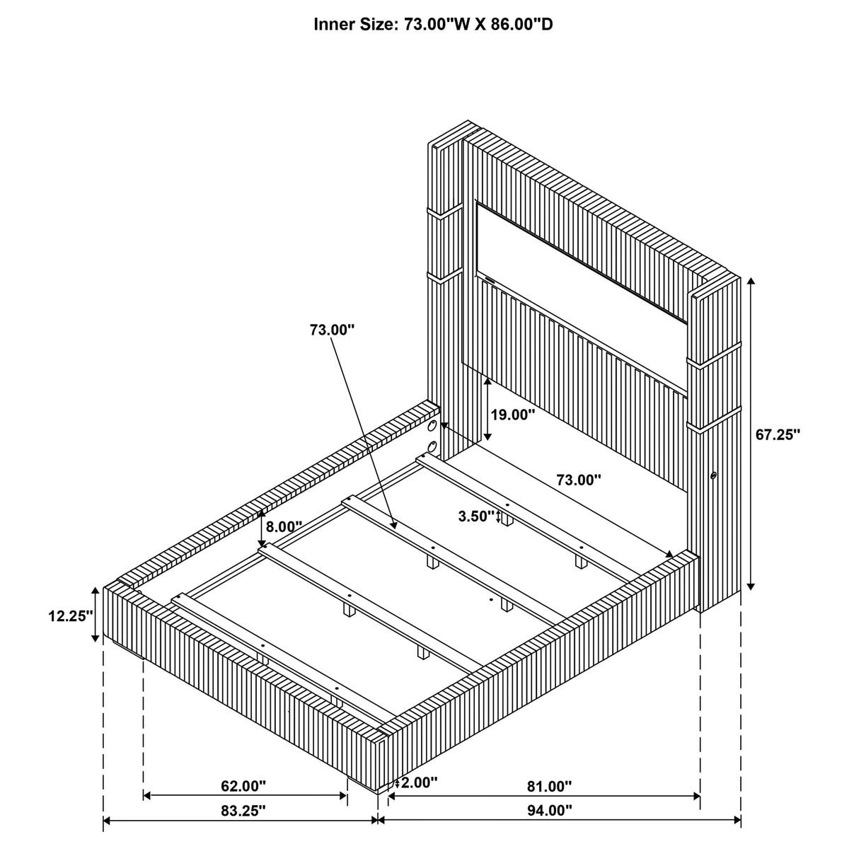 Tisdall Wingback Bed with Flame Visualizer