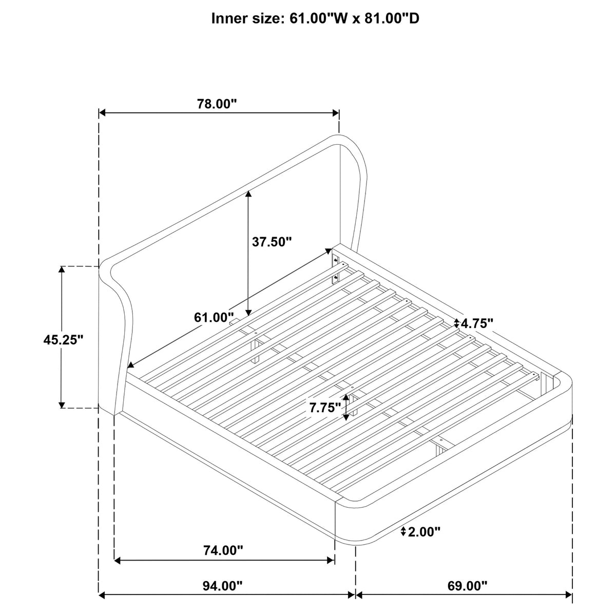 Blaire Upholstered Wingback Platform Bed
