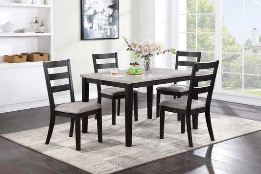 Tamich 5-Pcs Dining Set in Black + White