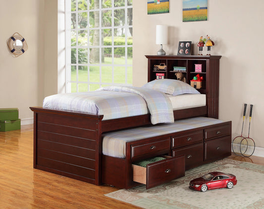 Mcraft Twin Bed W/Trundle-Cherry W. Drawers in Dark Cherry