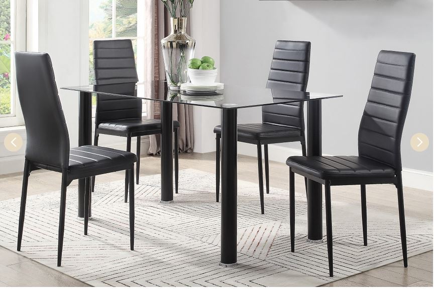 HE5538blk - Marble like 4-Pcs Dining Set