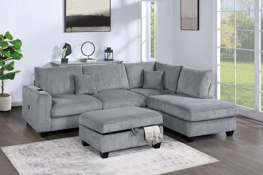 POU8451- Sectional w/ ottoman (Sofa W/ USB Port)