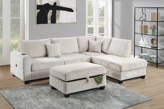 POU8452- Sectional w/ ottoman (Sofa W/ USB Port)