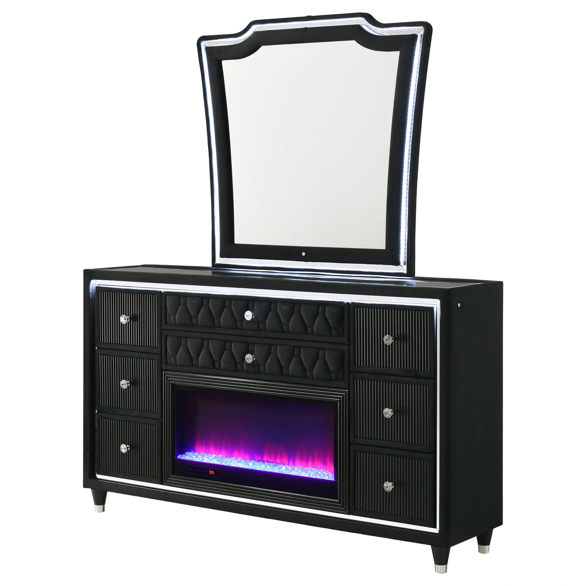Lorient LED Flame Box Dresser with Mirror