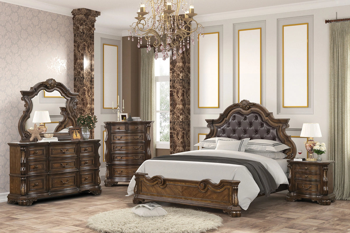 Leovanni 4 Pc Queen Bedroom Set Brown