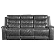 Load image into Gallery viewer, Putnam Power Double Reclining Sofa with Drop-Down in Gray 9405GY-3PW