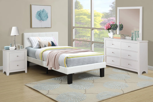 Chyuan Twin Bed in White / Espresso