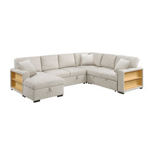Cargar imagen en el visor de la galería, Pompano-(4)Sectional with Left Chaise, Pull-out Bed, Hidden Storages and Shelves, Charging Ports image