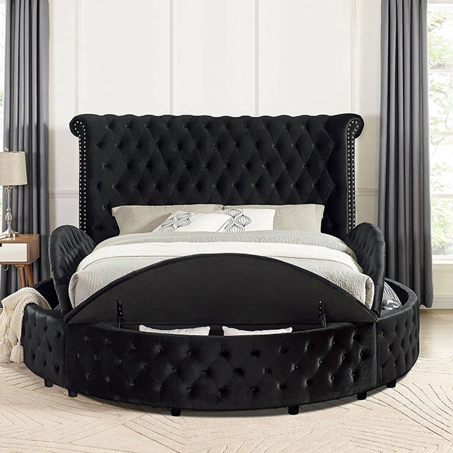 SANSOM E.King & Queen Bed, Black, Blue, & Grey