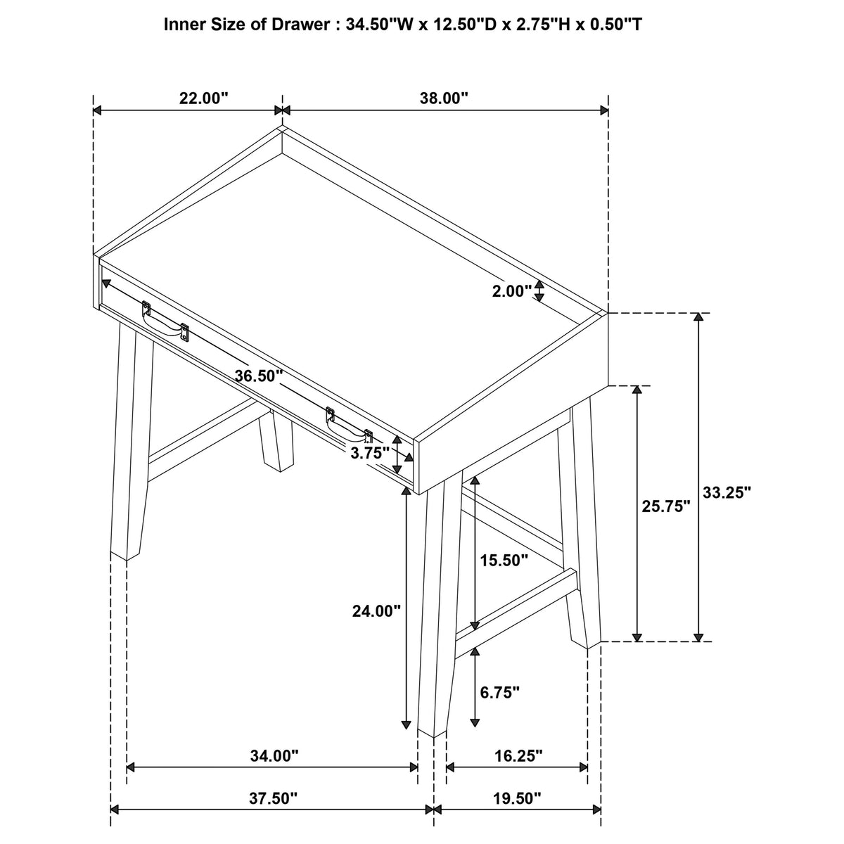 Fabian 38-inch Computer Desk