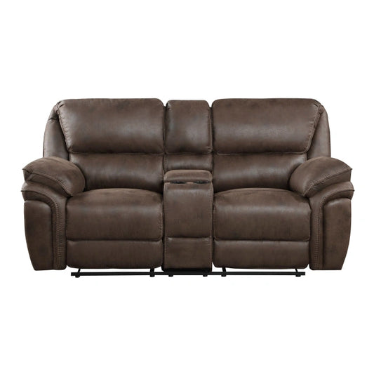 8517BRW-2 - Double Reclining Love Seat with Center Console