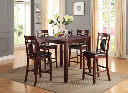 Minyou 5-Pcs Counter Height Dining Set in Cherry Finish