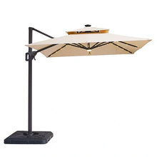 Cargar imagen en el visor de la galería, Xico 8 Ft Square Umbrella w/ Double Top w/ LED Light + 37" Large Base