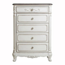 Cargar imagen en el visor de la galería, Cinderella 5 Drawer Chest in Antique White with Grey Rub-Through 1386NW-9