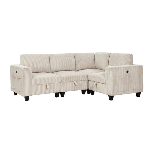 Walterboro-(4)4-Piece Sectional with Storage, Storage Pouches and Charging Ports image