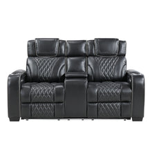 Load image into Gallery viewer, Apex-Power Double Reclining Love Seat with Center Console, Power Headrests, Storage Arms with Cup Holders, Wireless charger, Air Massage and Heat, LED Lighting and Charging Ports image