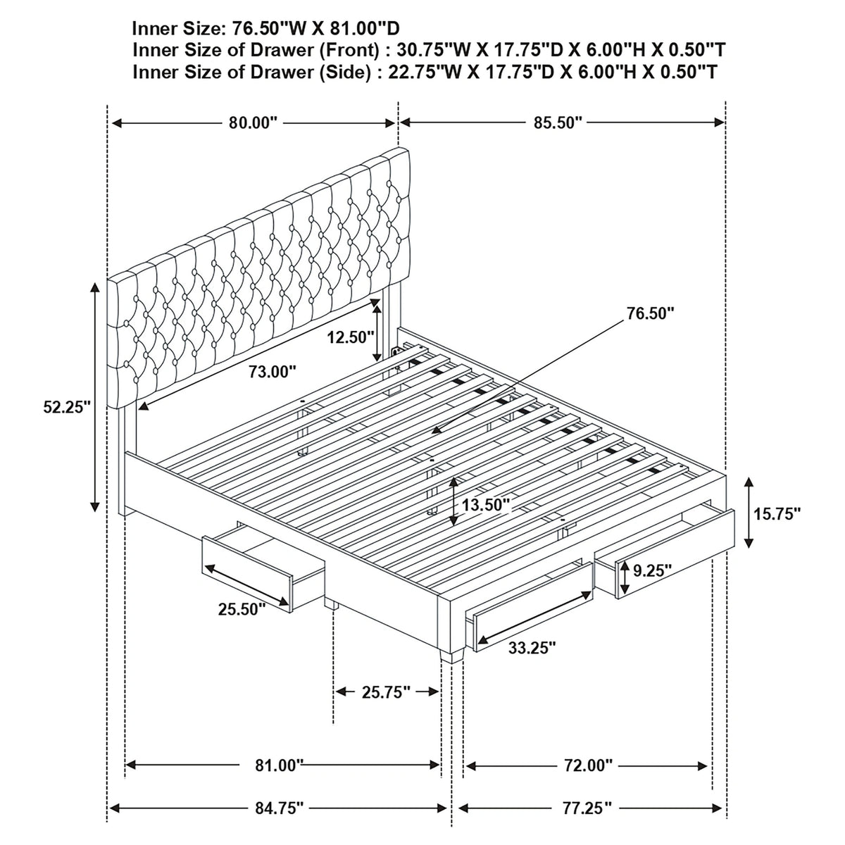 Soledad Panel Platform Storage Bed