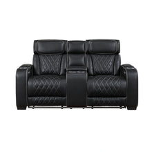 Load image into Gallery viewer, Fairway-Power Double Reclining Love Seat with Center Console, Power Headrests, Storage Arms(Top and Side), Cup holders, Charging Ports and LED lighting image