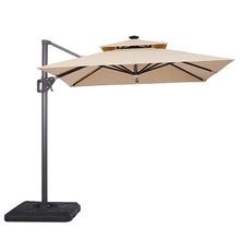 Cargar imagen en el visor de la galería, Xico 8 Ft Square Umbrella w/ Double Top w/ LED Light + 37" Large Base