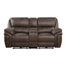 Cargar imagen en el visor de la galería, 8517BRW-2PW - Power Double Reclining Love Seat with Center Console
