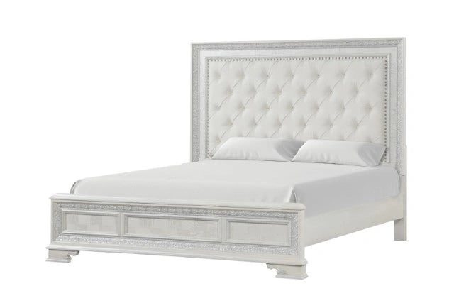 Stella Mia E.King & Queen Bed White & White