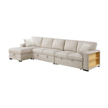 Cargar imagen en el visor de la galería, Pompano-(3)Sectional with Left Chaise, Pull-out Bed, Hidden Storages and Shelves, Charging Ports image