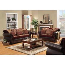 Cargar imagen en el visor de la galería, Franklin Burgundy/Espresso Sofa, Burgundy