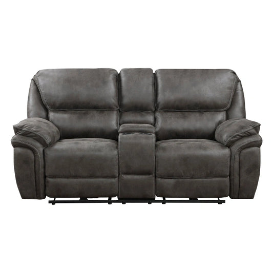 8517GRY-2PW - Power Double Reclining Love Seat with Center Console