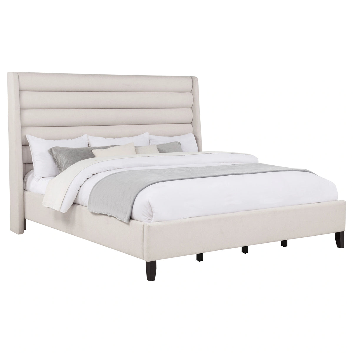 Leslie Upholstered Wingback Platform Bed